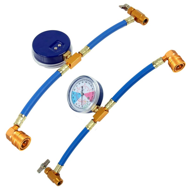 LIYYOO R134a AC Refrigerant Recharge Hose Kit, with Measuring Pressure Gauge and 1/2â€™â€™ Acme Can Opener Tap Dispensing Valve Fit for Car AC Air Conditioning Refrigerant Charging - Image 2